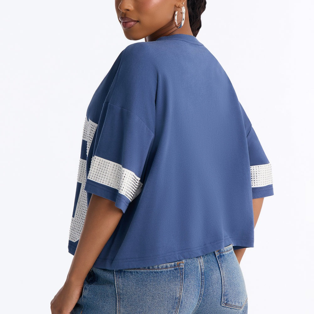 55 All Star Rhinestone Trim Jersey Tee