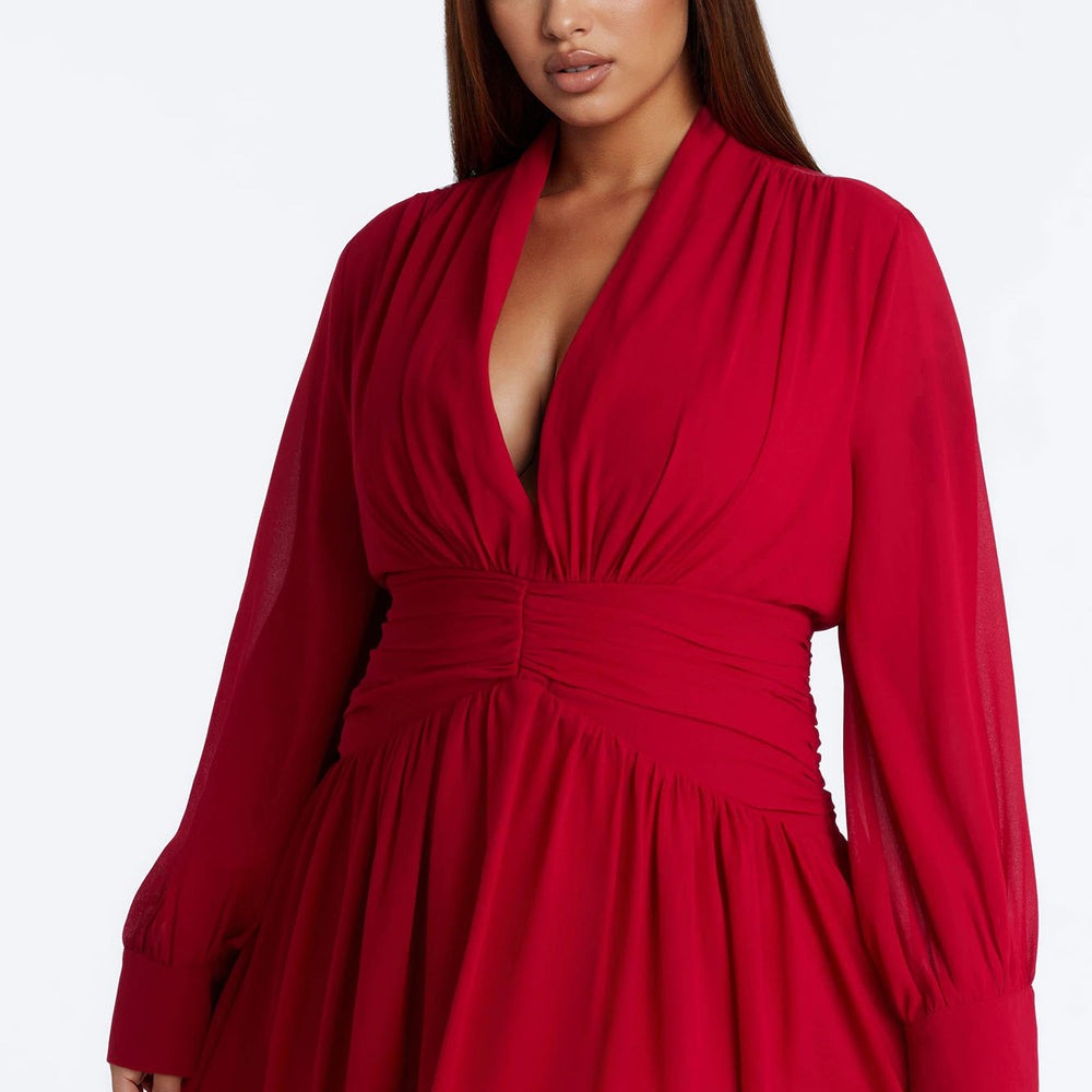 Alia Ruched Chiffon Midi Dress