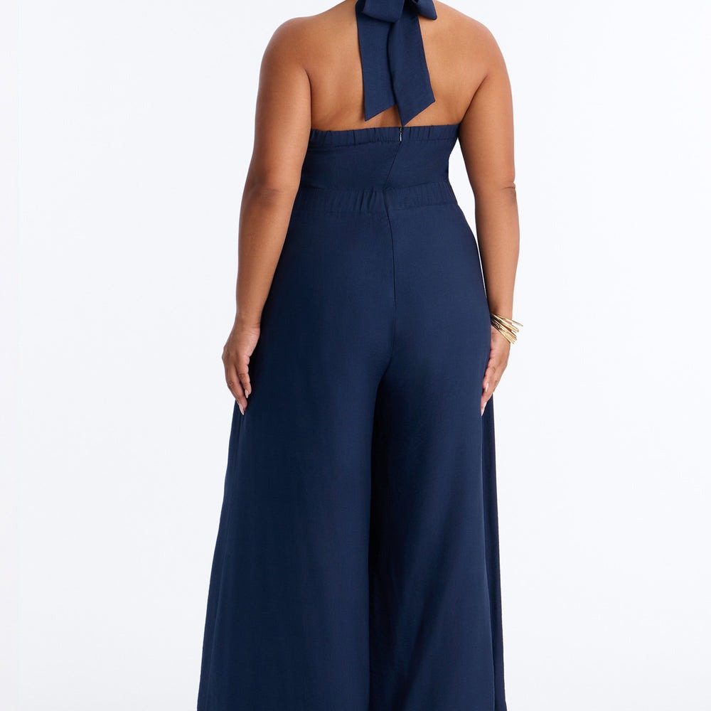 Alana Halter Pleated Wide Leg Jumpsuit