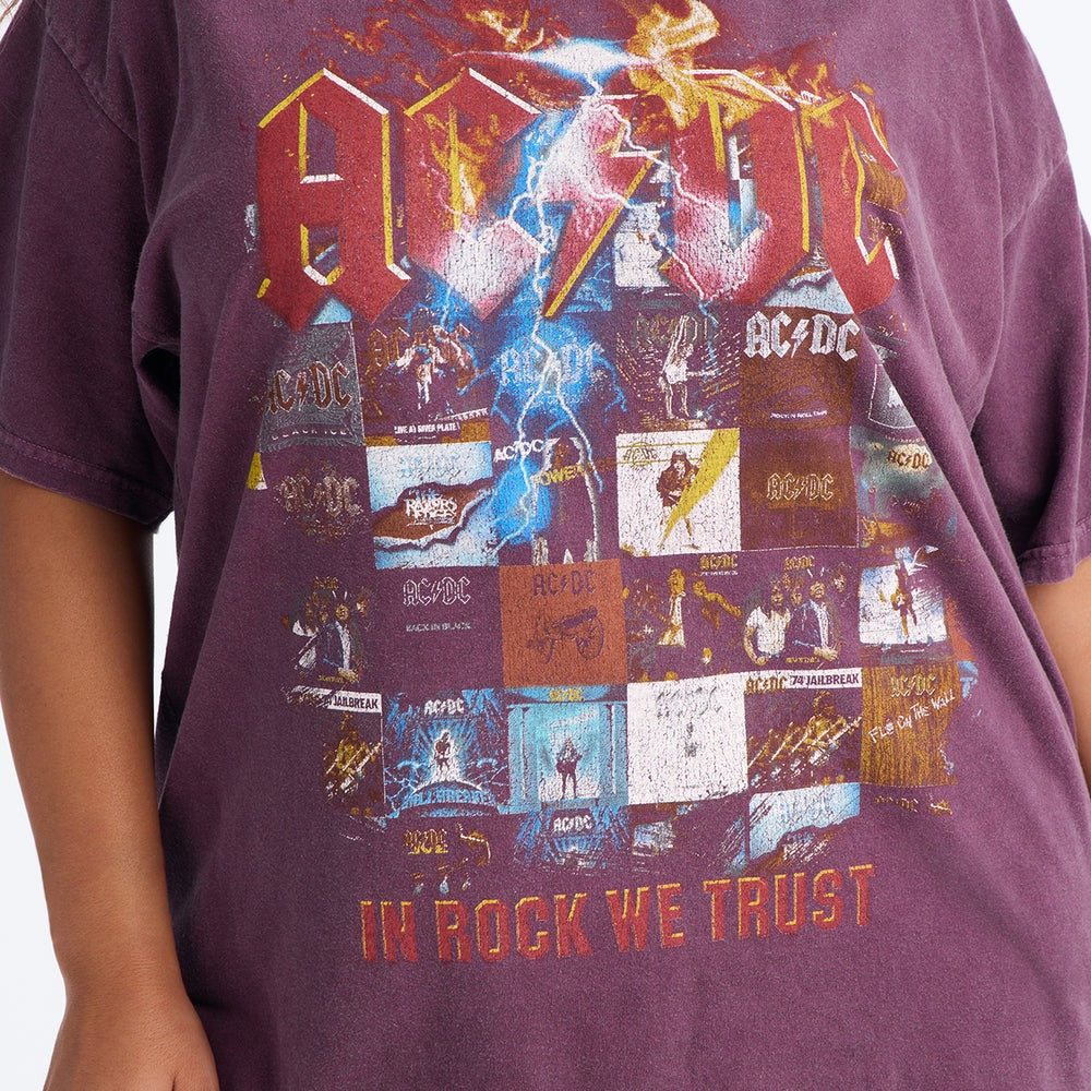 ACDC In Rock We Trust Oversized Tee