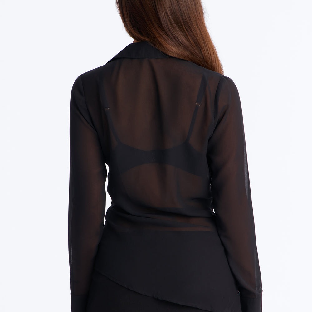After Hours Asymmetrical Mesh Long Sleeve Shirt
