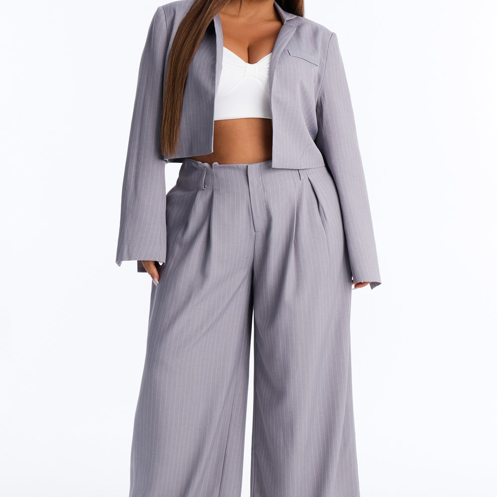 Ahmeira Cropped Pinstripe Blazer