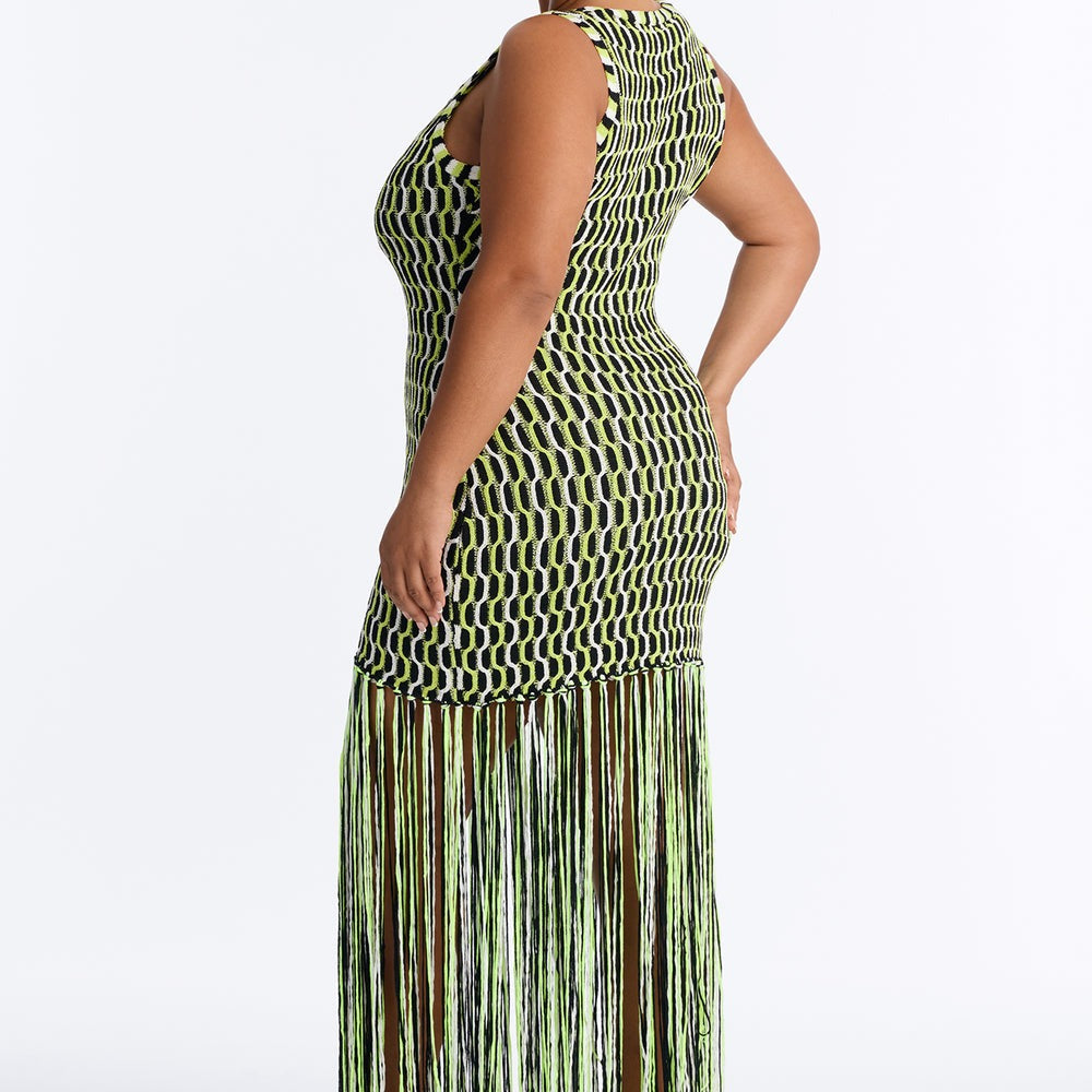 After Hours Fringe Sweater Maxi Dress
