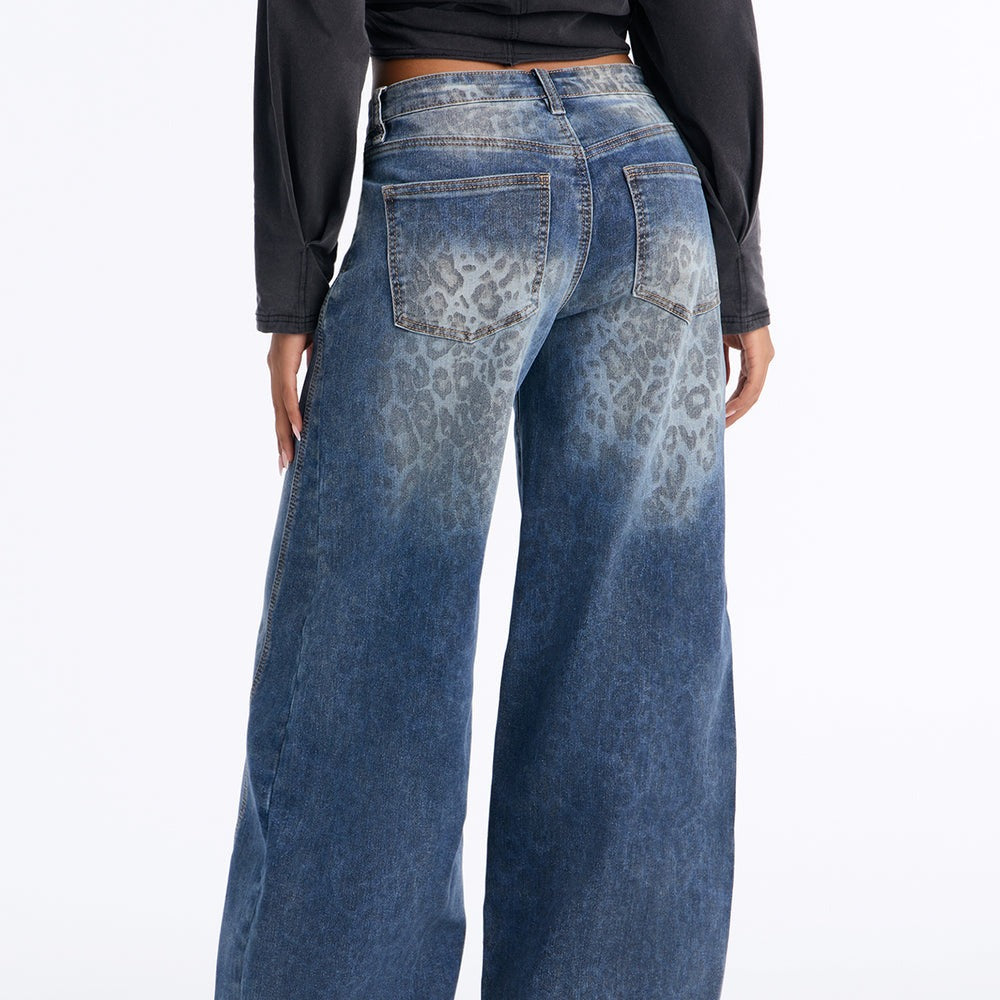 A Wild Guess Animal Print Wide Leg Jeans
