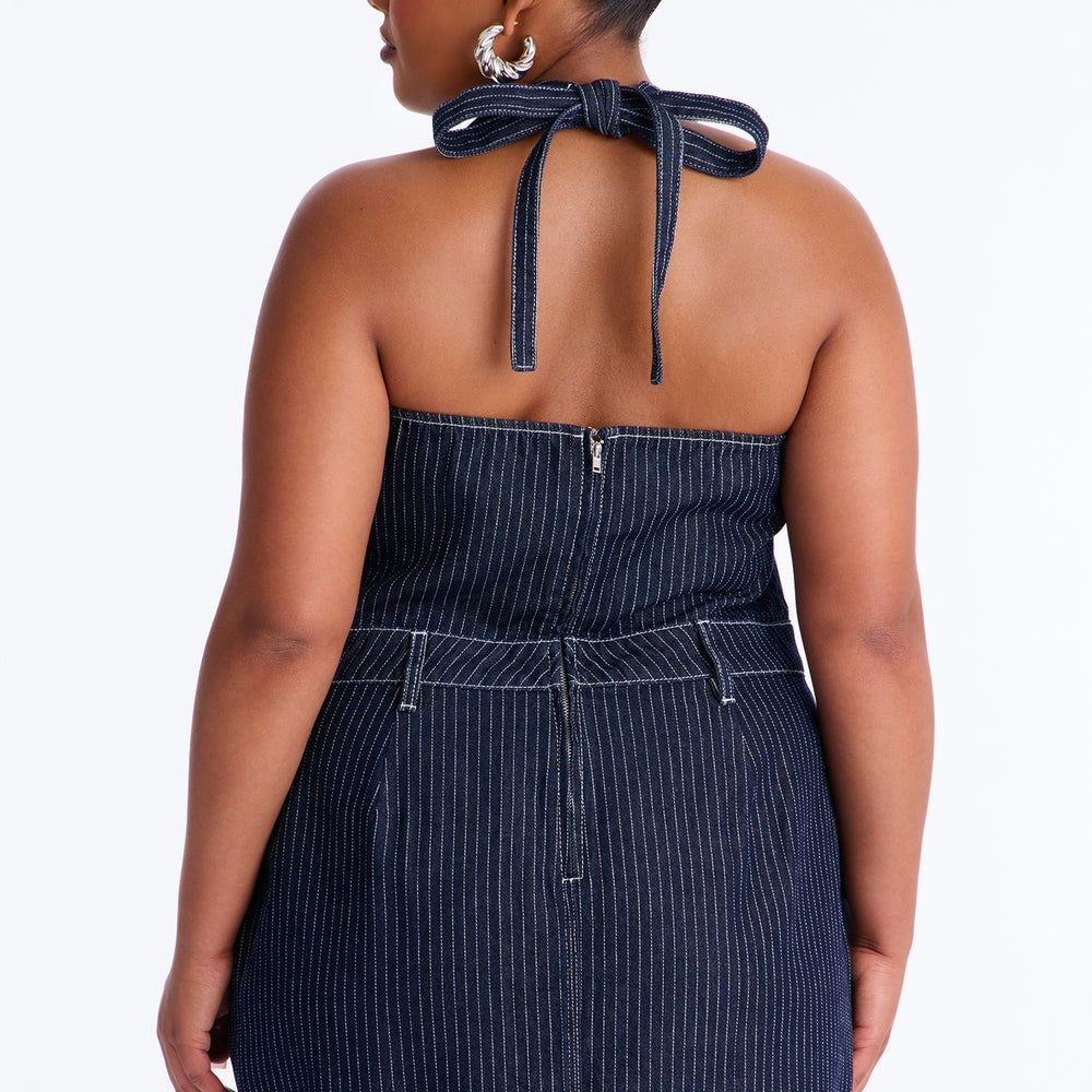 Alexa Halter Denim Mini Dress