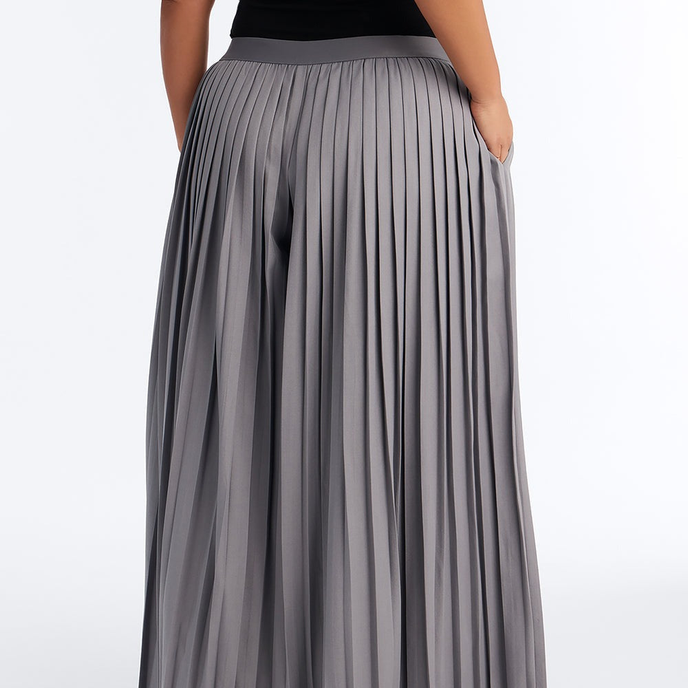 Adele All Over Pleated Wide Leg Trouser