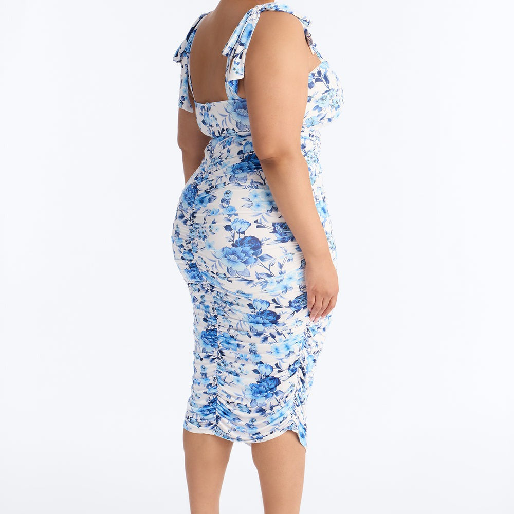 Alexandra Ruched Floral Midi Dress