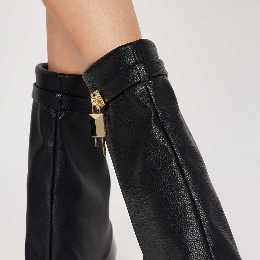 Admiring You Overlay Wedge Booties