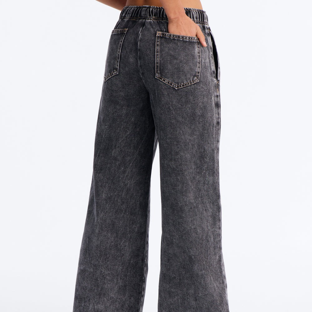 Airplane Mode Tie Waist Drapey Denim Jeans