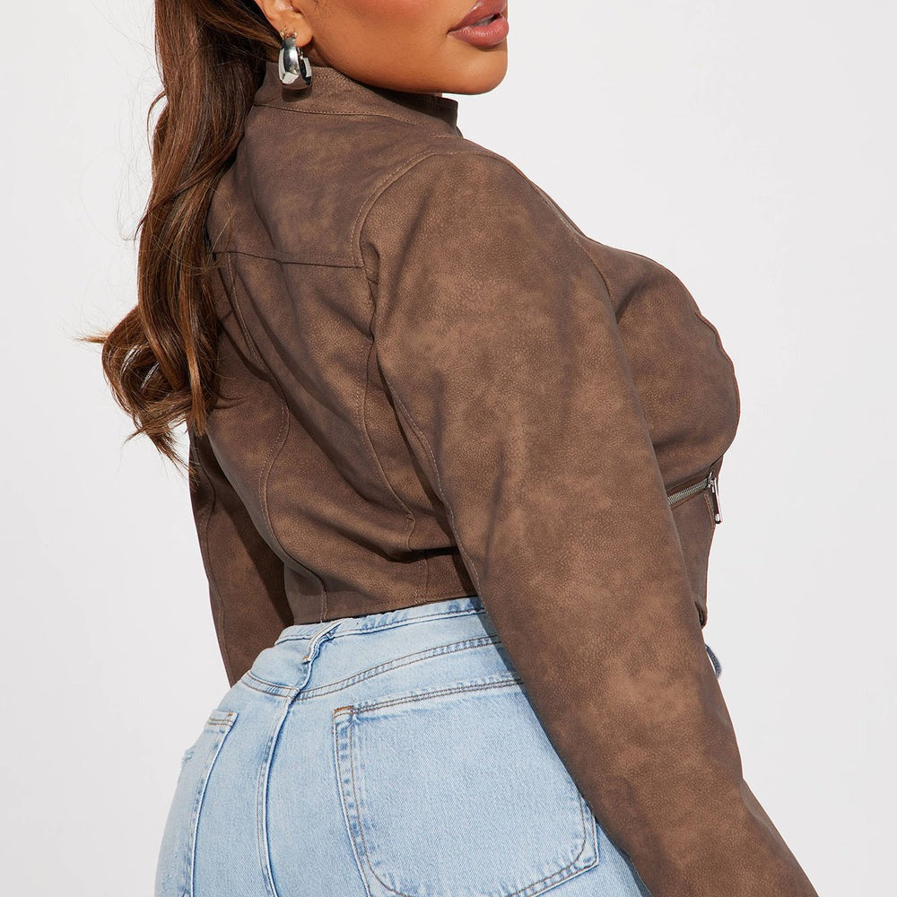 A Desert Babe Washed Faux Leather Moto