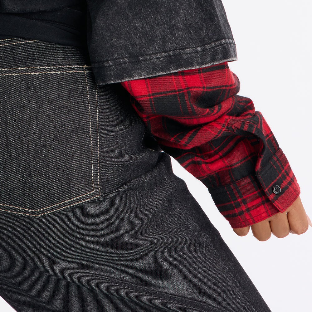 After Party 85 Plaid Crew Neck Twofer Tshirt