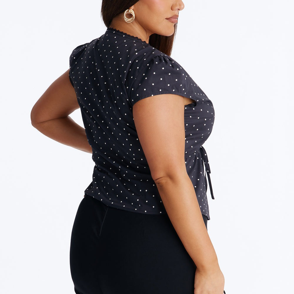 Adeline Surplice Neck Polka Dot Top