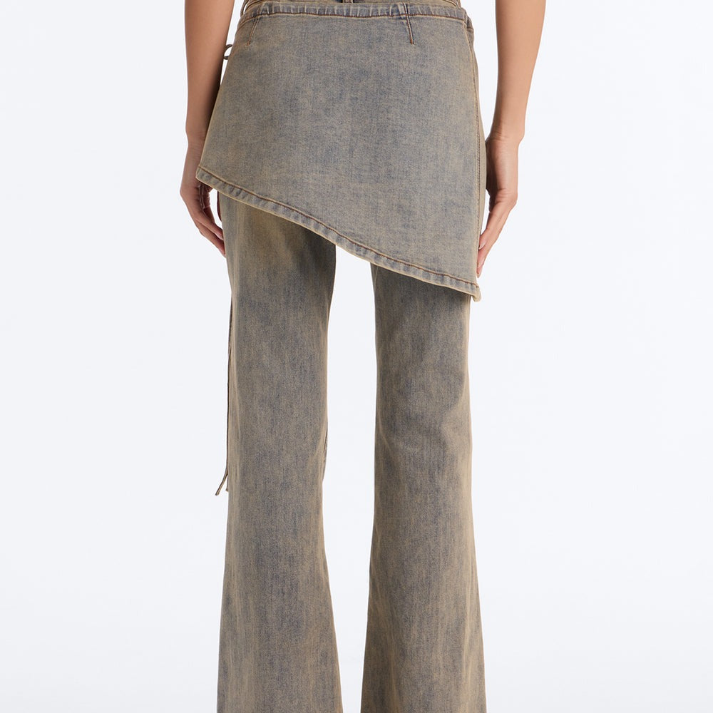 A Disconnect Low Rise Wrap Flare Jeans