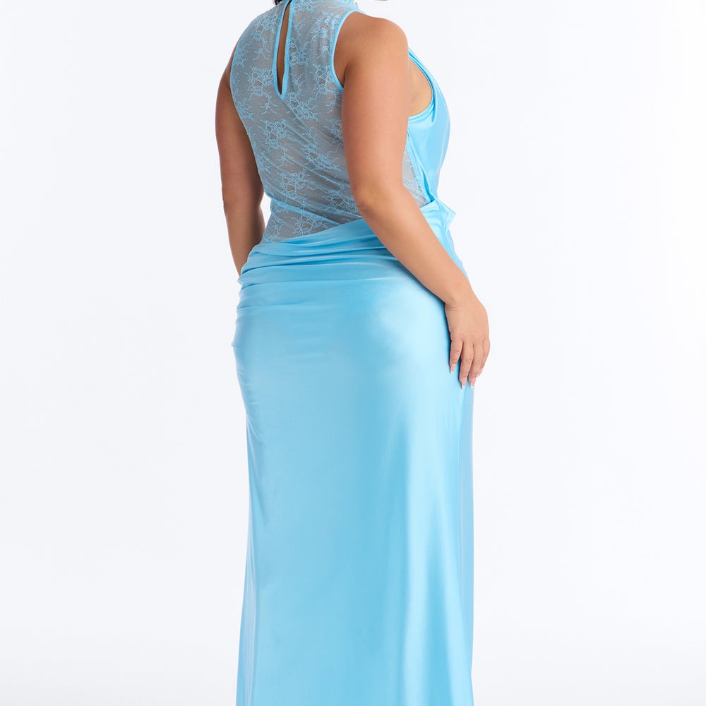 A Night Off Satin Lace Gown