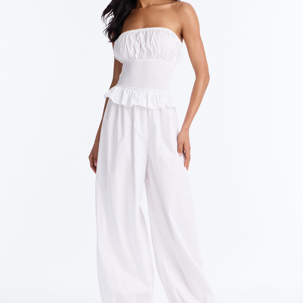 Airy Moment Poplin Balloon Leg Jumpsuit
