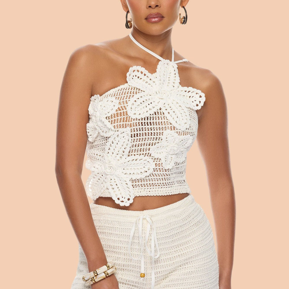 Alayah Floral Applique Crochet Short Set