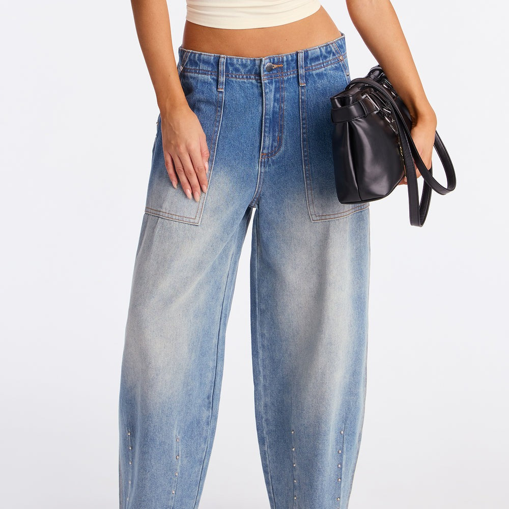 A Little Spark Studded Baggy Jeans