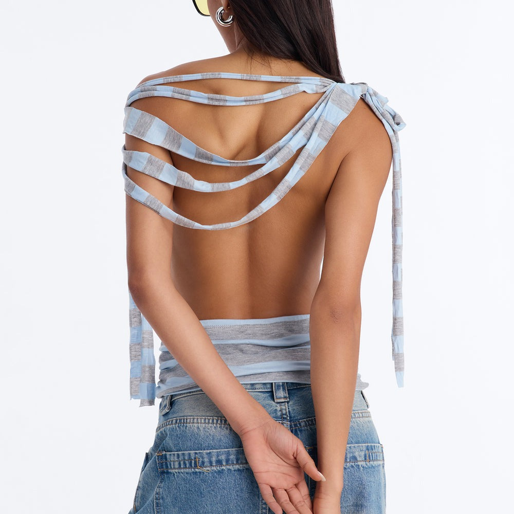 44 Stripe Off Shoulder Top