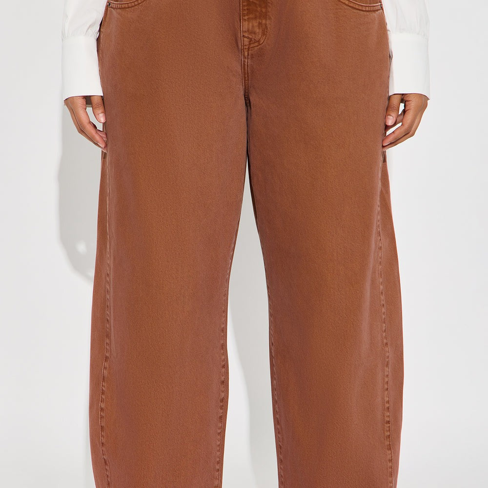 Alexandra Twill Wide Leg Barrel Pant