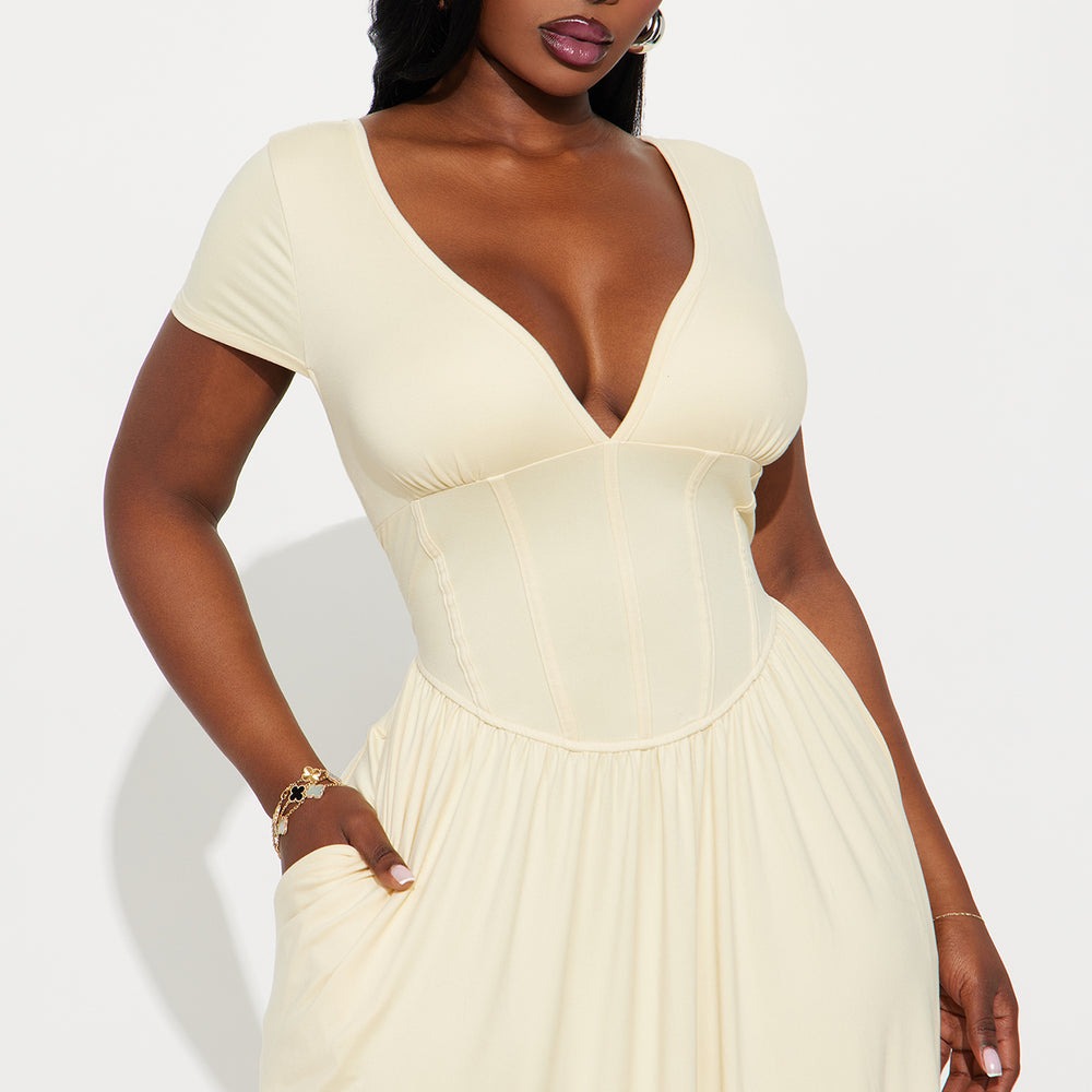 Ainsley Cap Sleeve Corset Maxi Dress