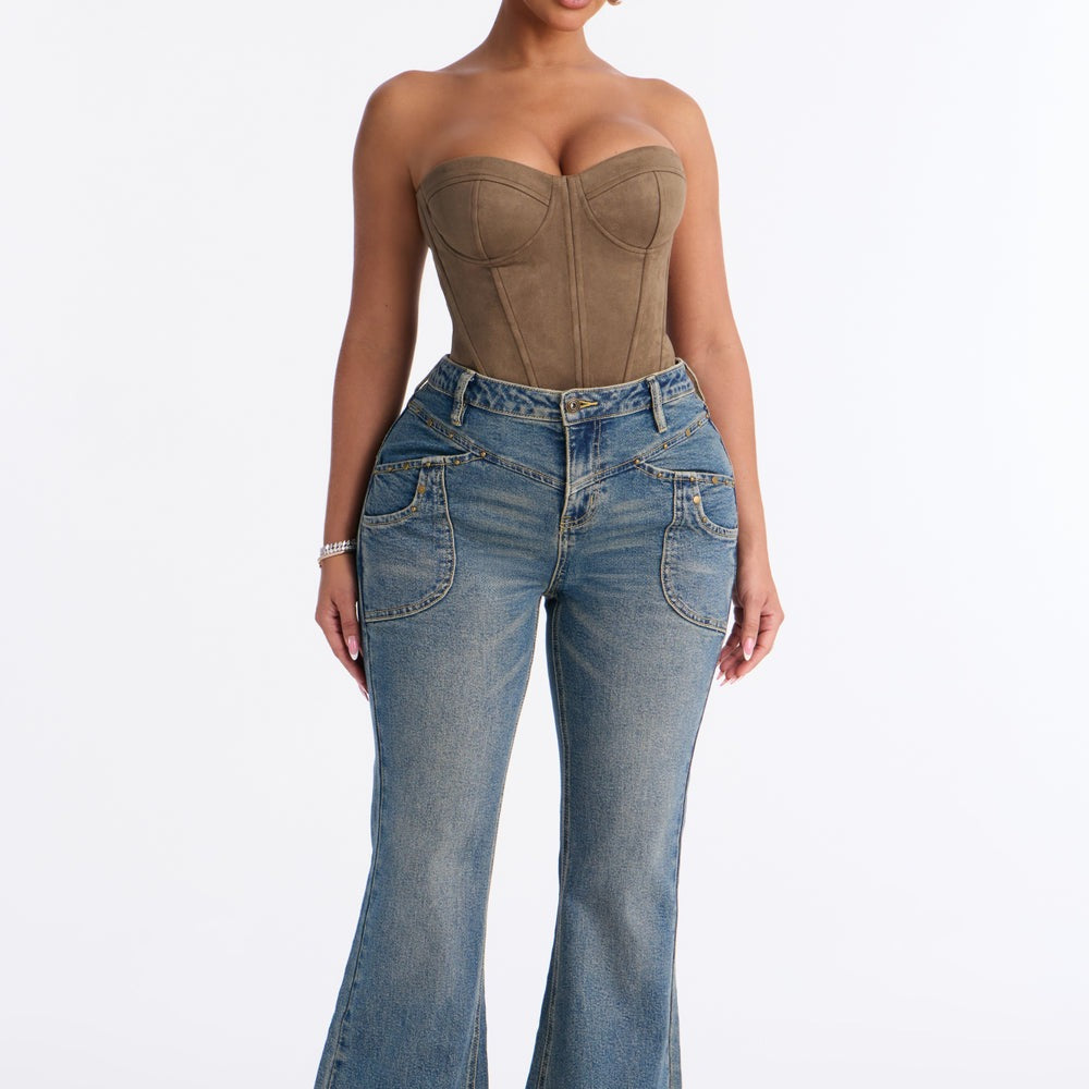 Alabama Baby Stud Embellished Flare Jeans