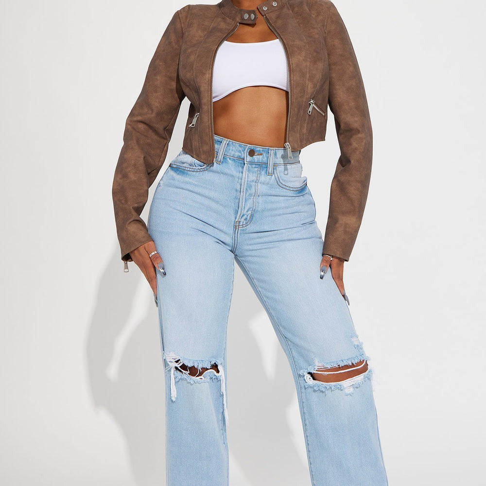 A Desert Babe Washed Faux Leather Moto