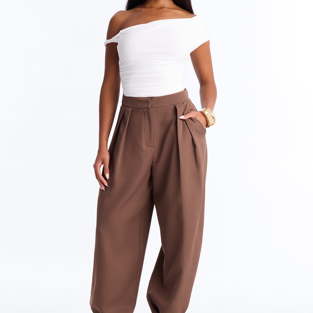 Alex Metal Cuffed Jewellery Straight Leg Trouser