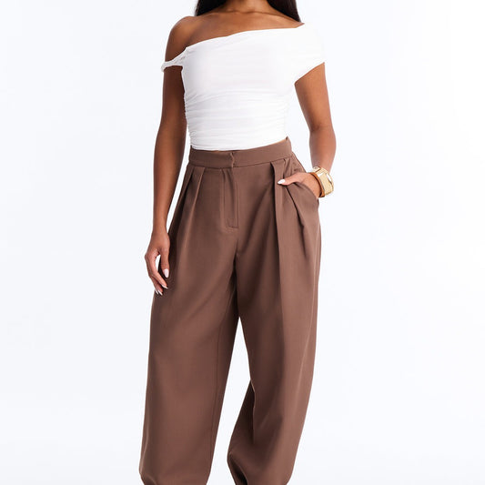 Alex Metal Cuffed Jewellery Straight Leg Trouser