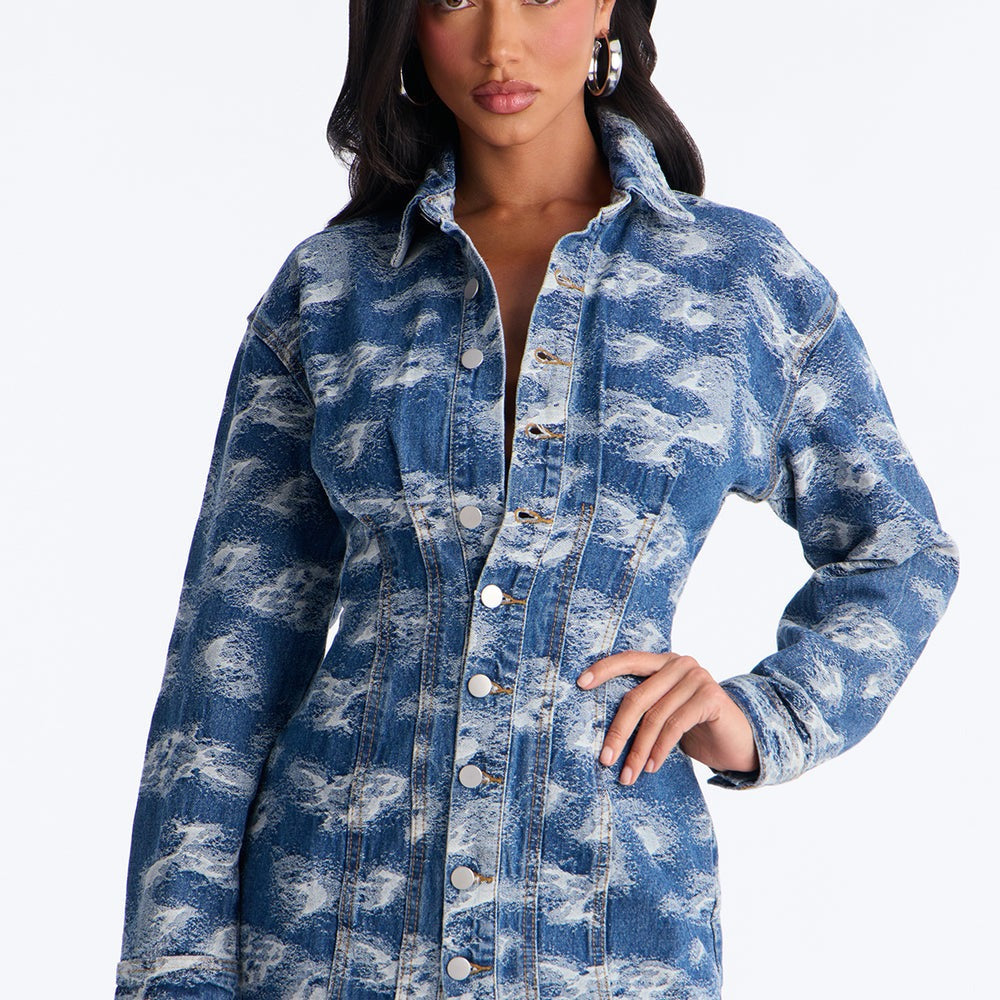 Alessandra Abstract Denim Mini Dress