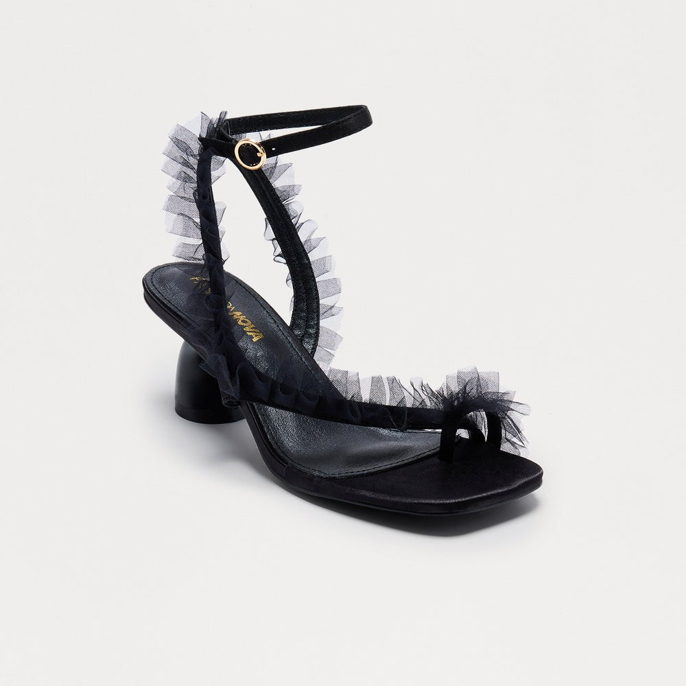 Afina Satin Ruffle Heels