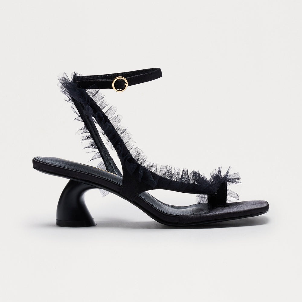 Afina Satin Ruffle Heels