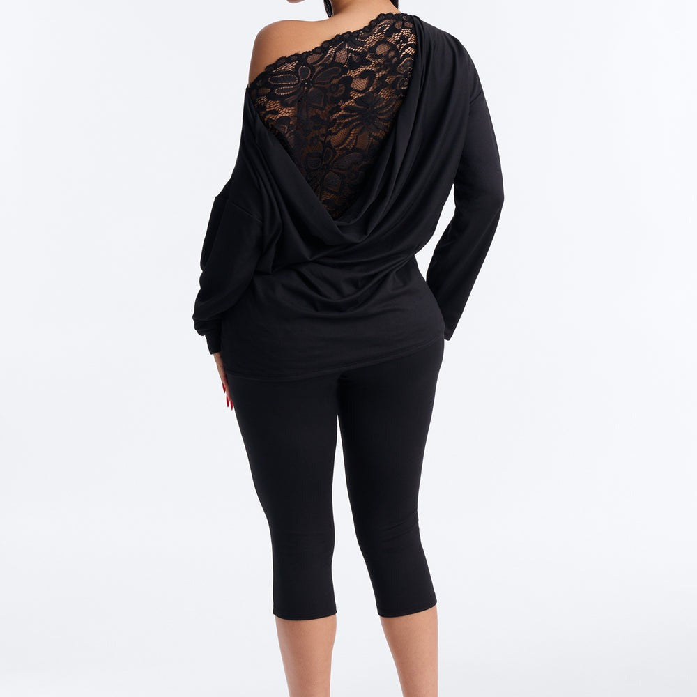 Adrianna Draped Laced Back Capri Set