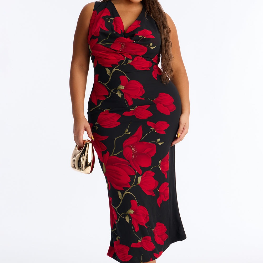 Adriana Floral Chiffon Midi Dress