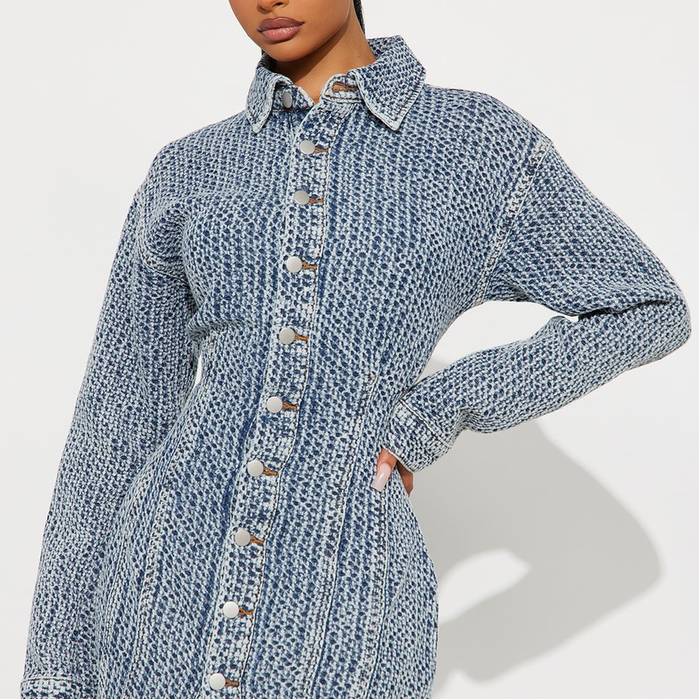 Alessandra Textured Denim Mini Dress