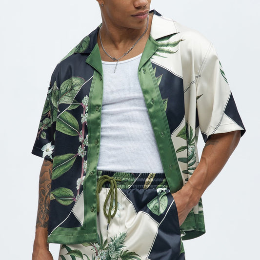 Agrarian Printed Cuban Collar Shirt