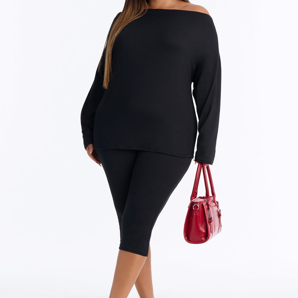 Adrianna Draped Laced Back Capri Set
