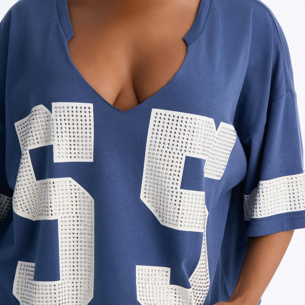 55 All Star Rhinestone Trim Jersey Tee
