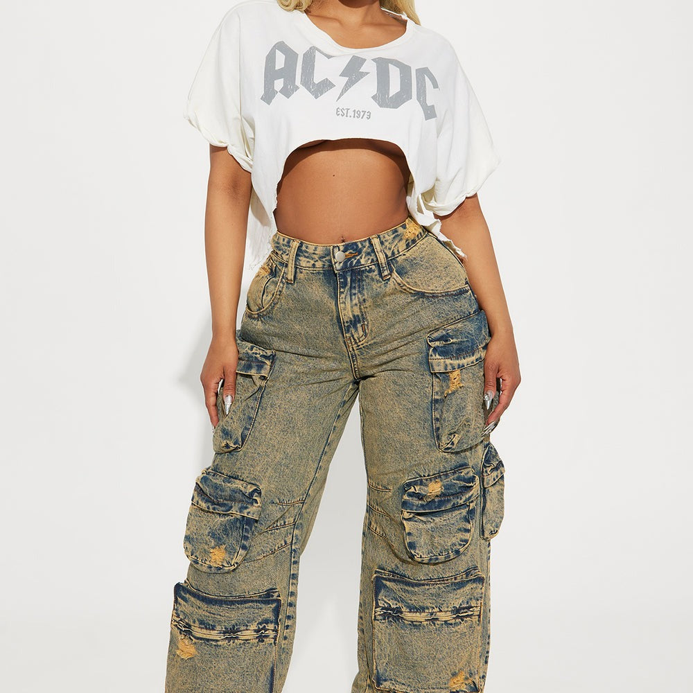 ACDC Washed Boxy Crop Tee