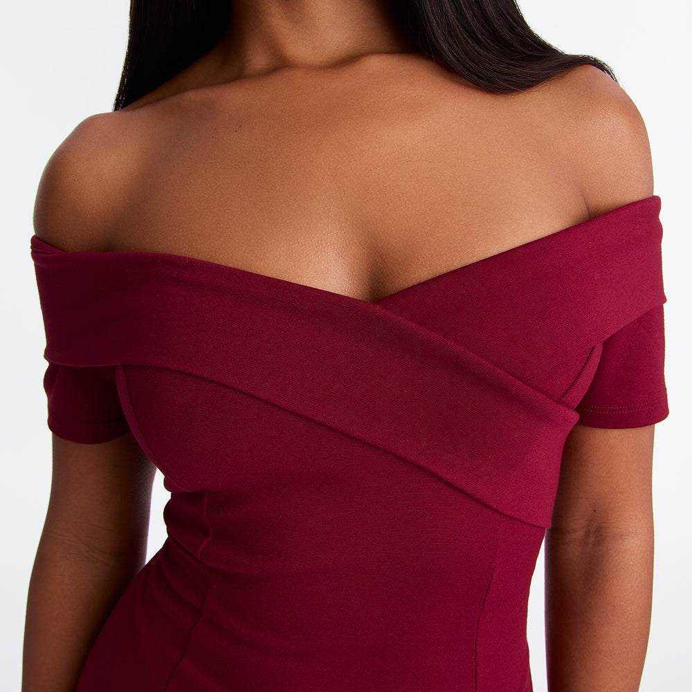 Addison Short Sleeve Ponte Midi Dress