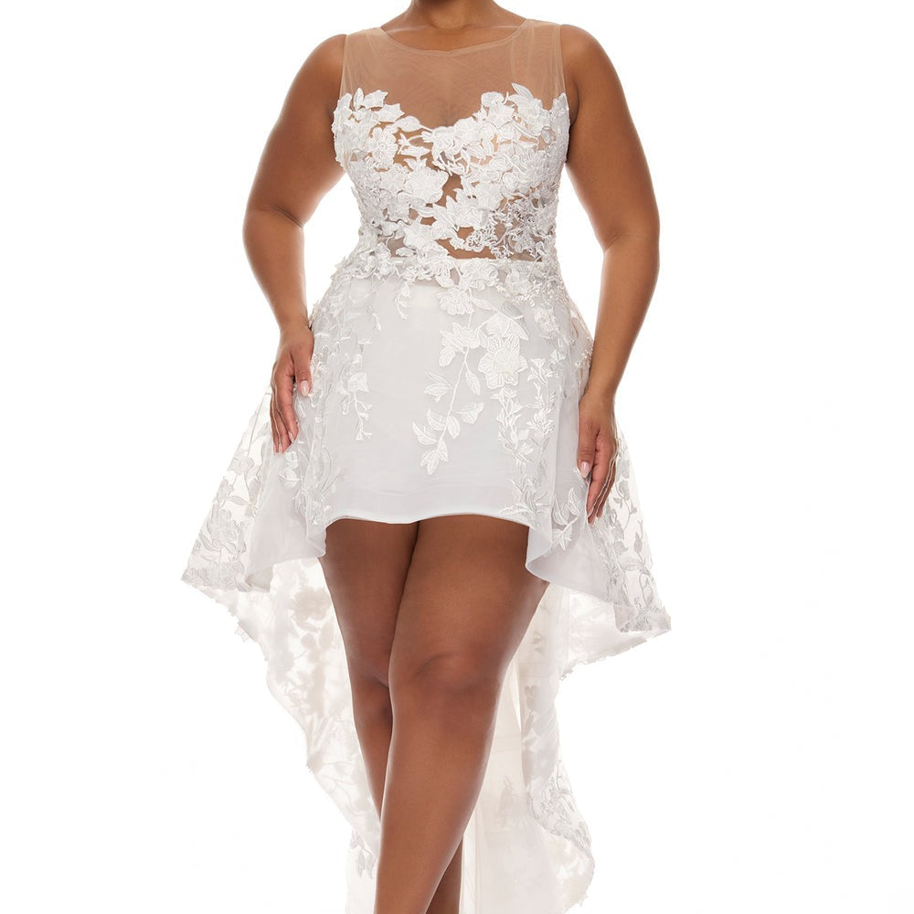 Alicia Embroidered High Low Gown