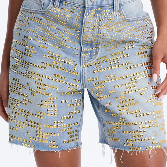 2014 Embellished Cut Off Denim Bermudas