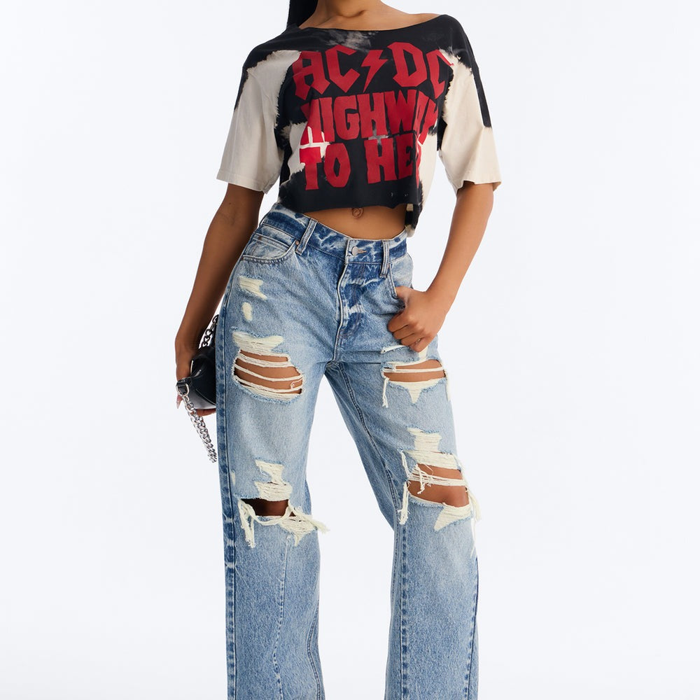 ACDC Bleached Off Shoulder Top