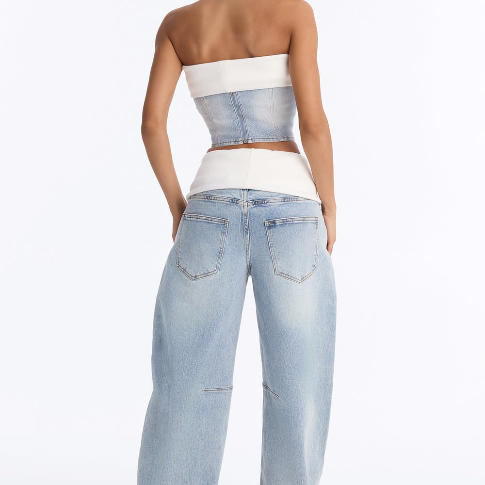 Alexa Foldover Denim Pant Set