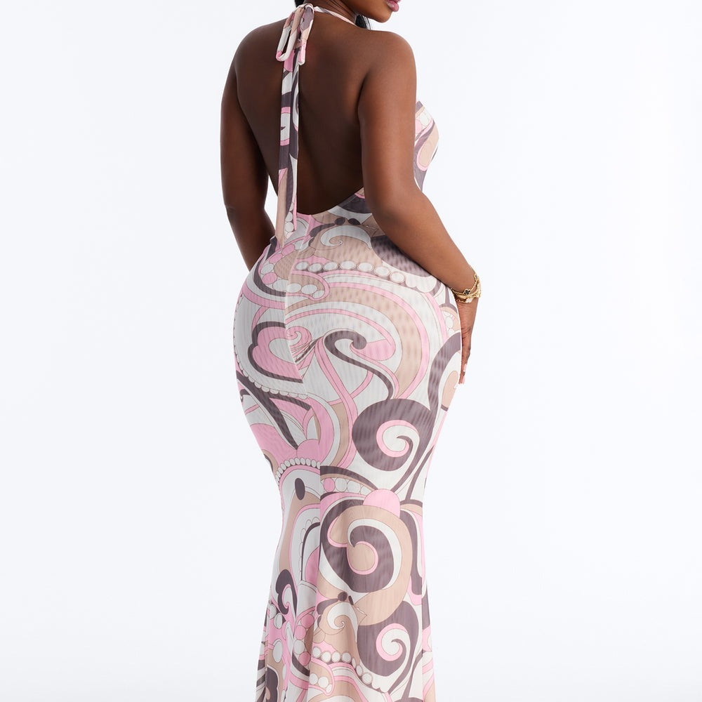 After Sunset Halter Mesh Maxi Dress