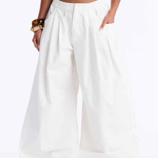 Alessia Super Wide Leg Twill Pant