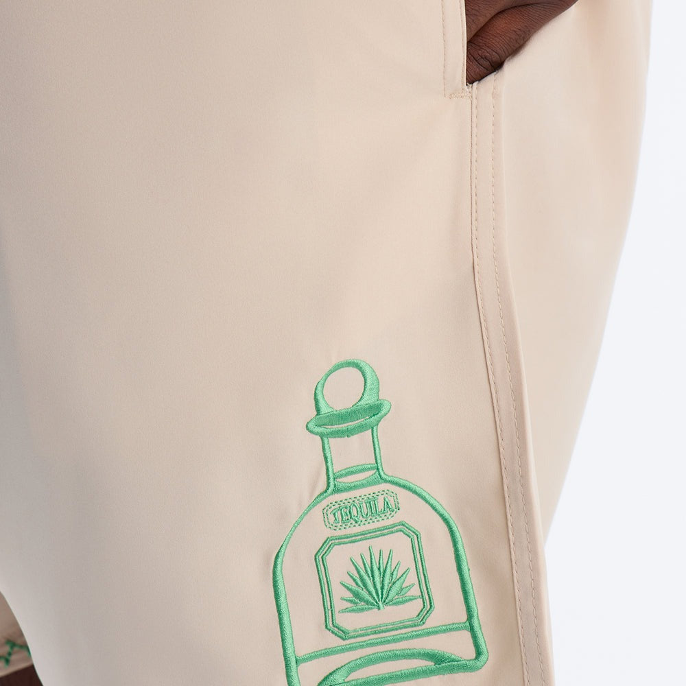 Agave Palm Embroidered Swim Trunk 7â3