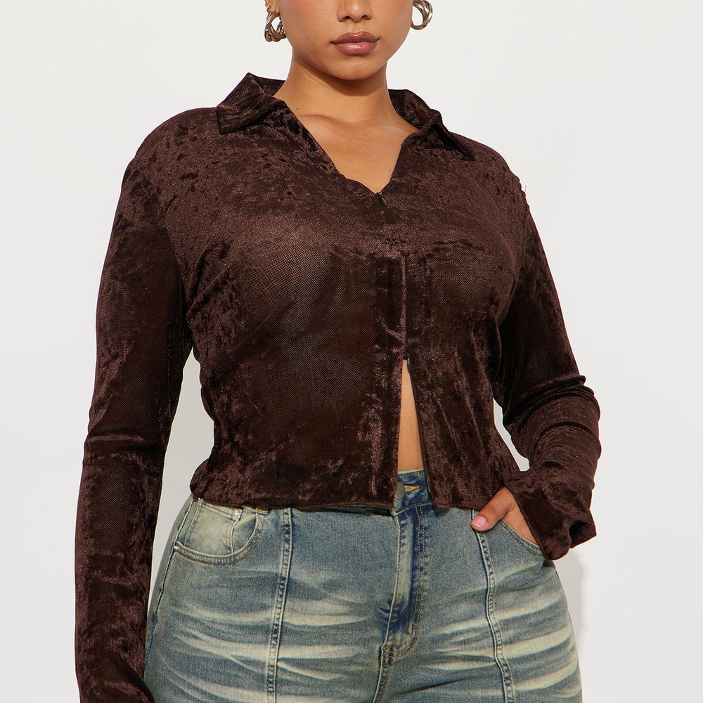 Alessandra Long Sleeve Velvet Top