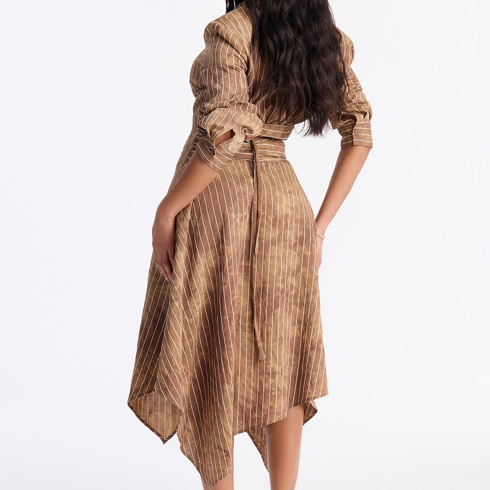 Adeline Pinstripe Tie Dye Midi Dress