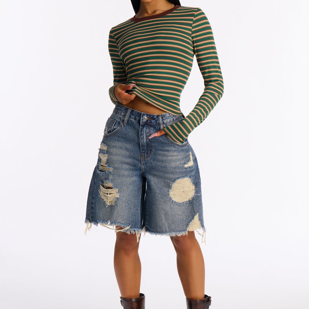 A World Tour Ripped Denim Shorts