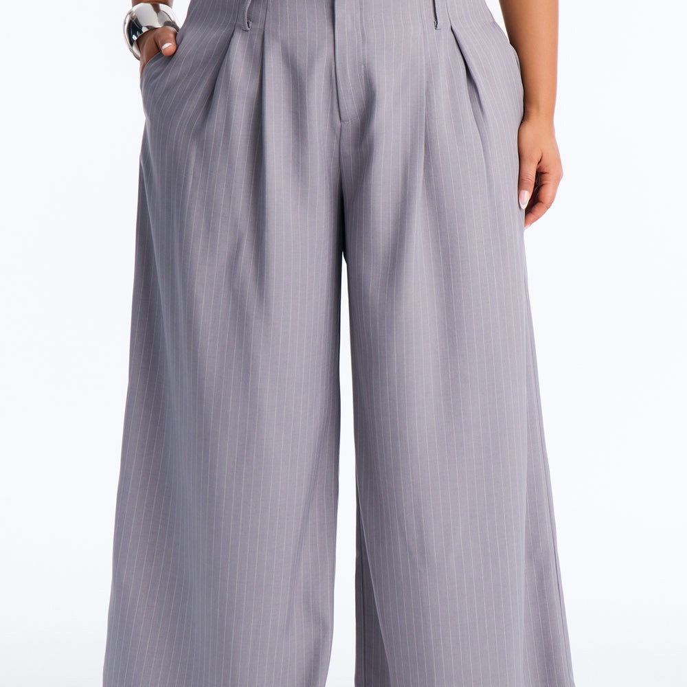 Ahmeira Pinstripe Wide Leg Trouser Pant